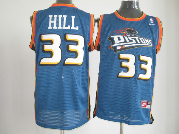  NBA Detroit Pistons 33 Grant Hill Swingman Throwback Blue Jersey